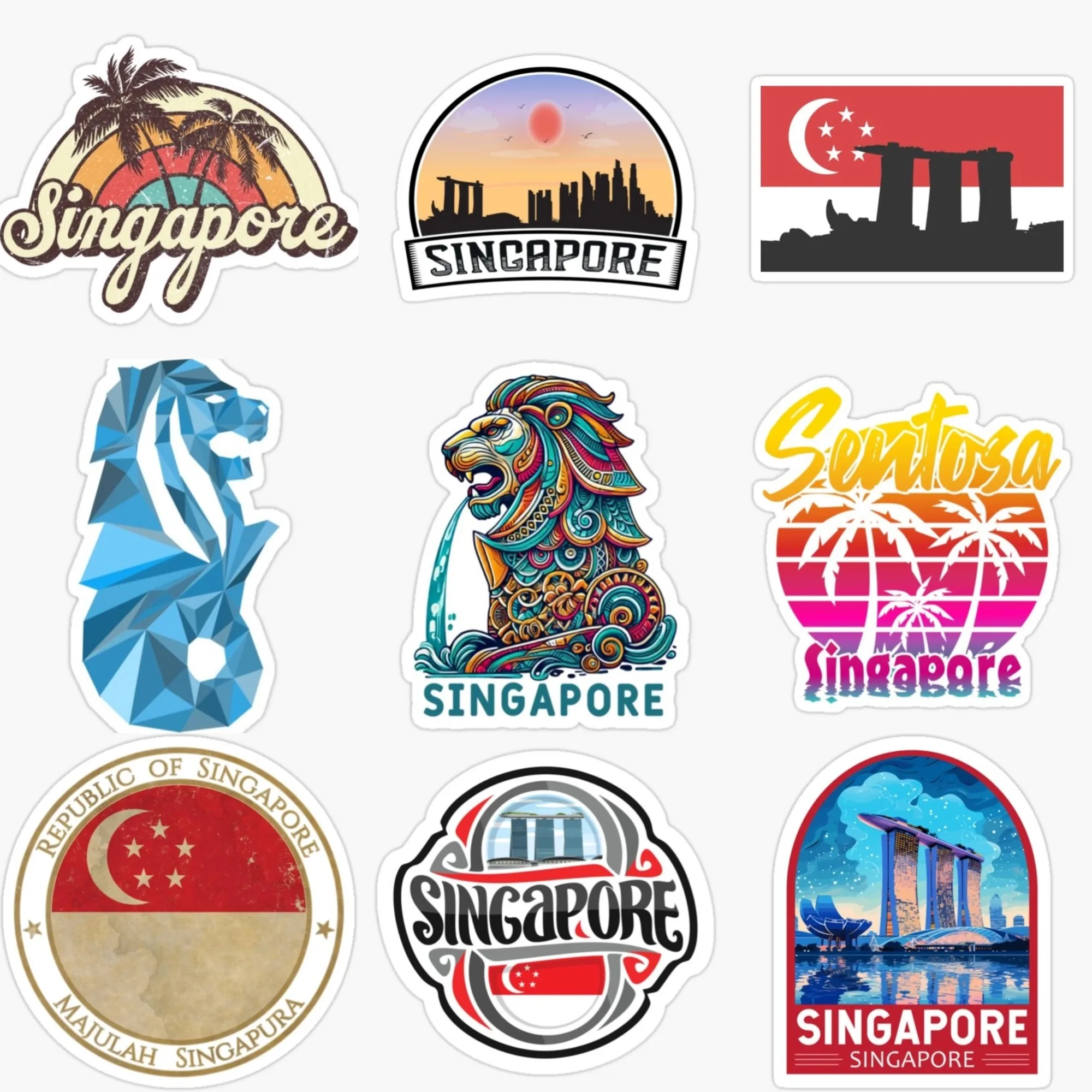 Singapore SIN Flag Map Merlion - مراجعة Car Accessories Singapore وسعره