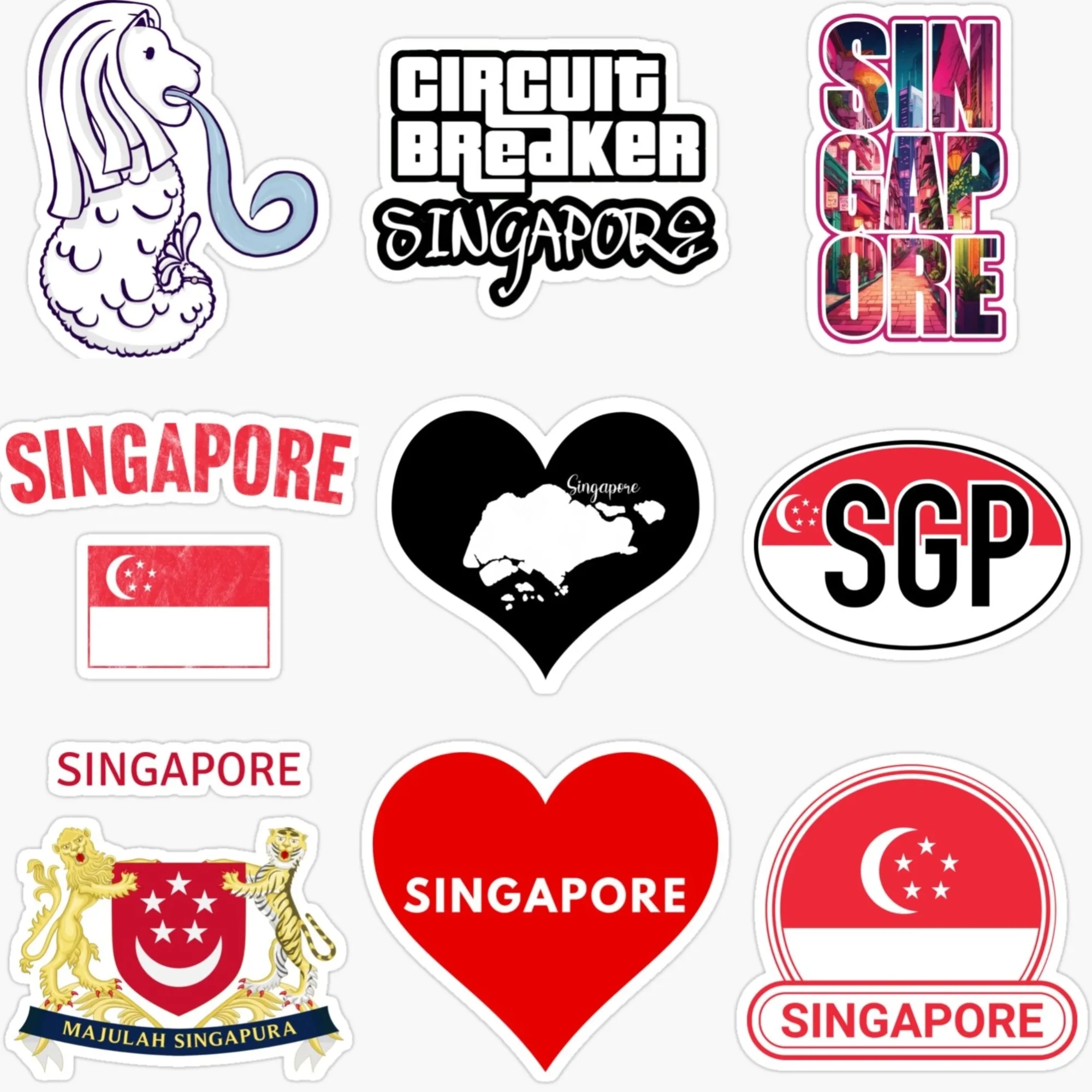 Singapore SGP Flag Map Merlion - مراجعة Car Accessories Singapore وسعره