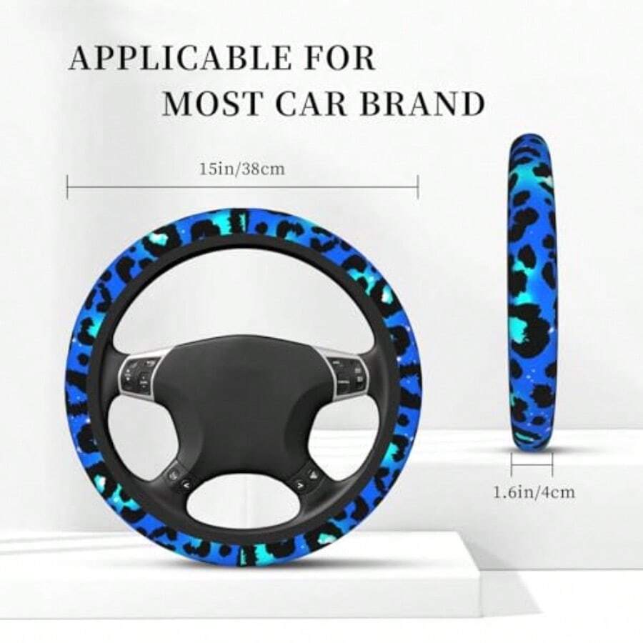 Blue Leopard Print Steering Wh - مراجعة Steering Wheel Cover وسعره
