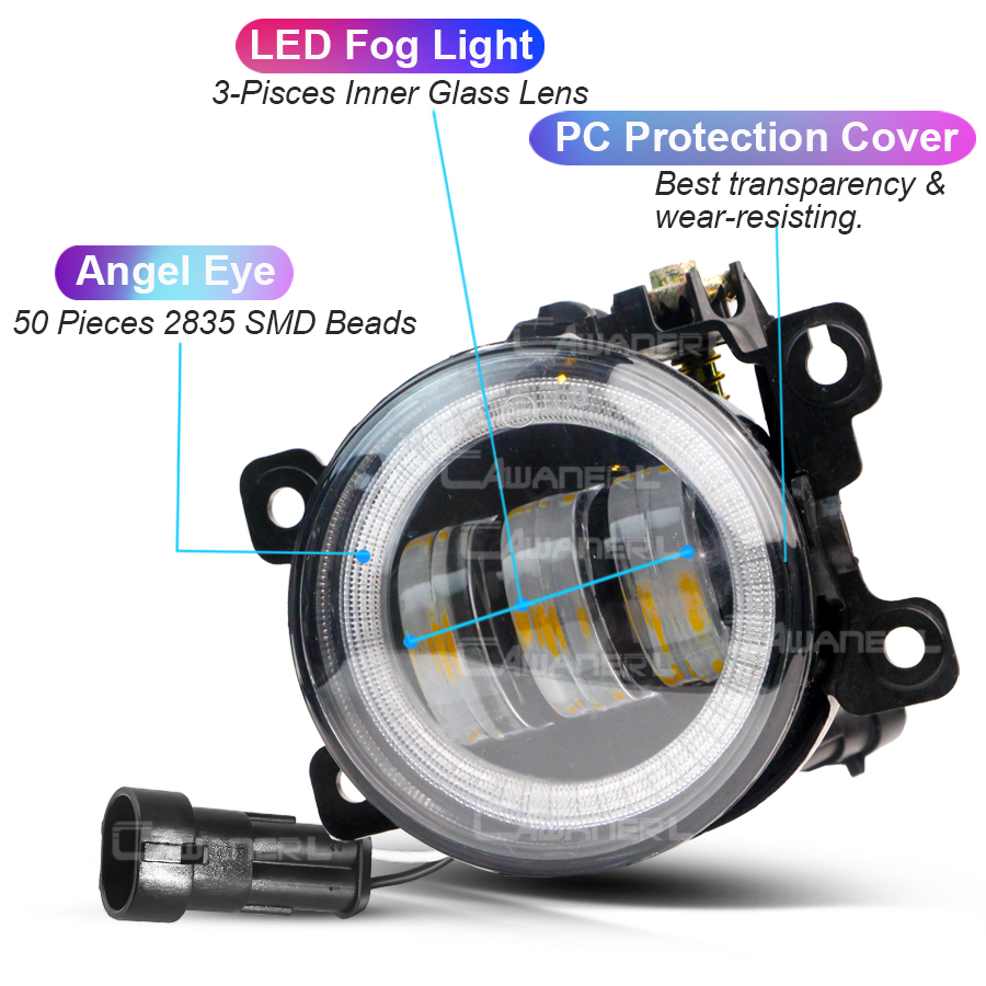 2 X Car LED Fog Light Angel Ey - مراجعة Car Accessories Xcent وسعره