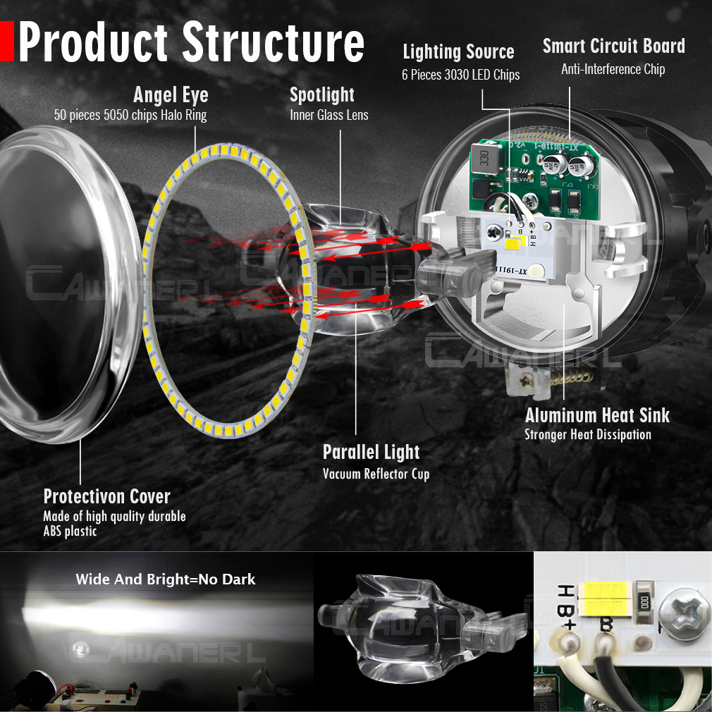2 X 30W 6000LM LED Angel Eye F - مراجعة Car Accessories Xcent وسعره