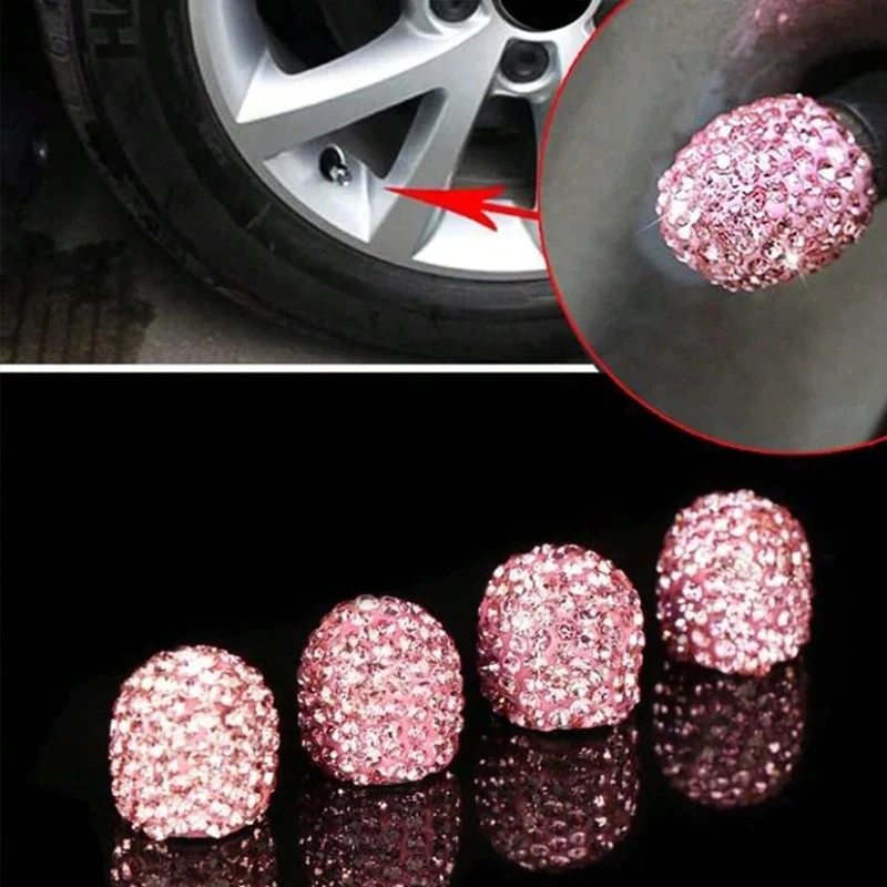 2/4PCS Diamond Car Tire Valve  - مراجعة Steering Wheel Cover وسعره