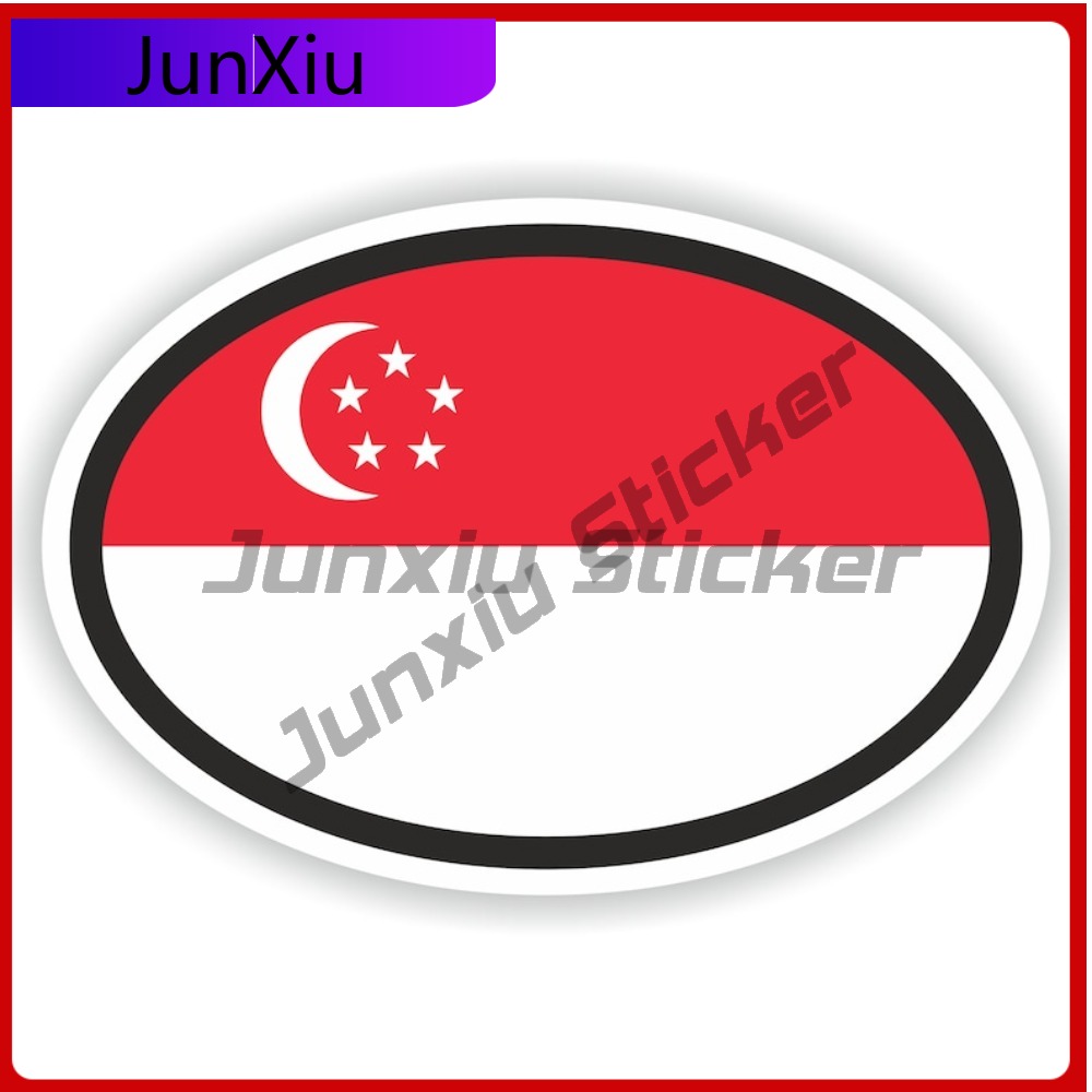 Singapore Flag Oval Sticker An - مراجعة Car Accessories Singapore وسعره